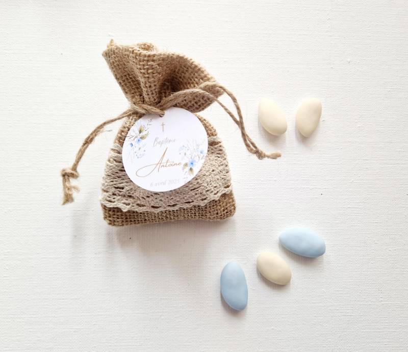 Baptême Beige et bleu à la Bouilladisse - Maison Rosière personnalise pour vos invités les écrins que vous souhaitez