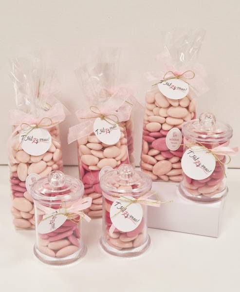 Contenant de dragées “Octobre Rose” – Amande & Chocolat – Soutenez la lutte contre le cancer du sein