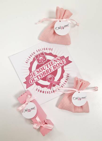 Contenant de dragées “Octobre Rose” – Amande & Chocolat – Soutenez la lutte contre le cancer du sein