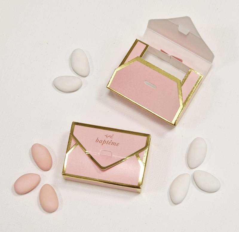 Enveloppe baptême rose